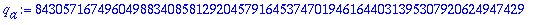 q[a] := 8430571674960498834085812920457916453747019461644031395307920624947429