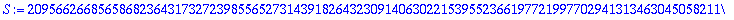 S := 20956626685658682364317327239855652731439182643230914063022153955236619772199770294131346304505821150199808072949016950658