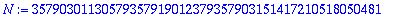 N := 35790301130579357919012379357903151417210518050481