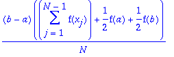(b-a)*(sum(f(x[j]),j = 1 .. N-1)+1/2*f(a)+1/2*f(b))...